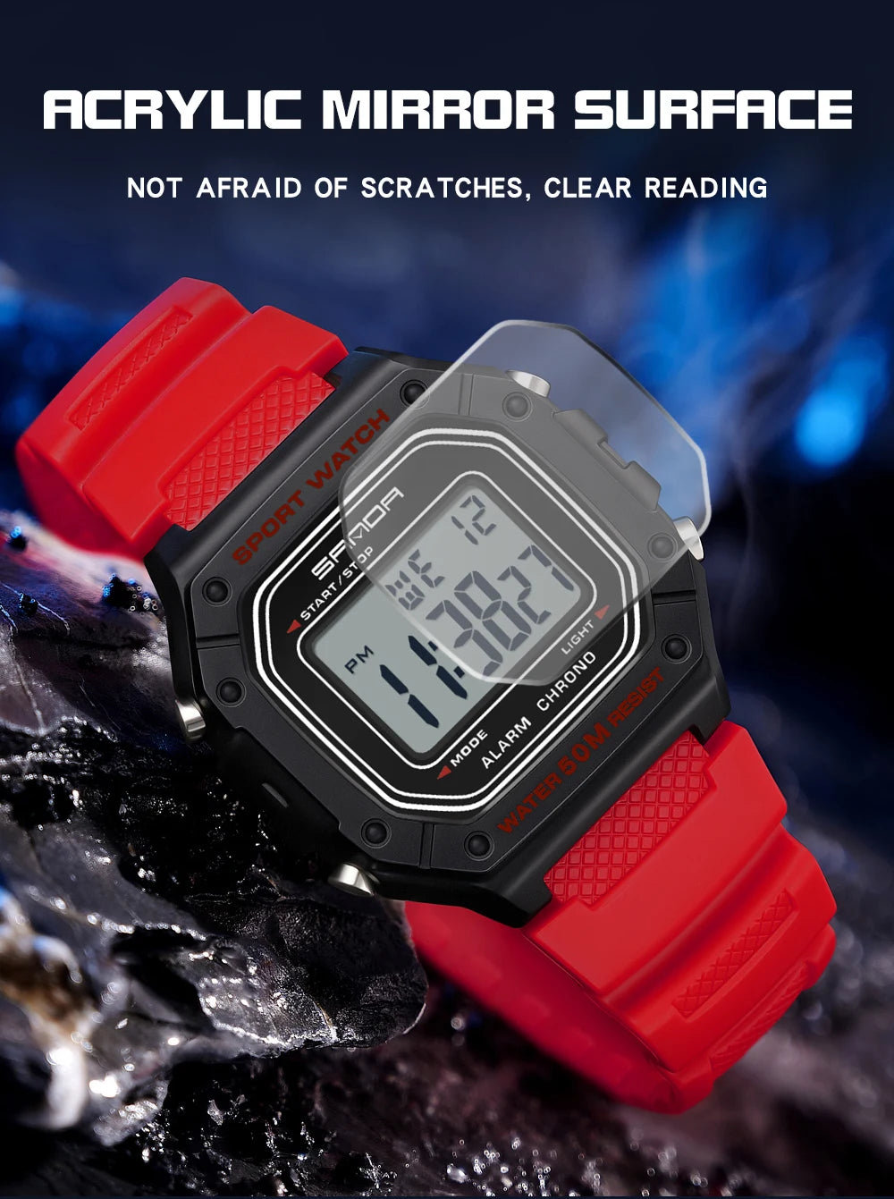 Big Dial Sports Watch with Stopwatch – Men
