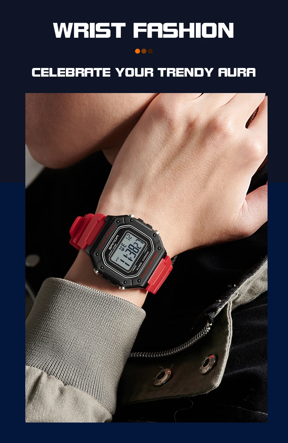 Big Dial Sports Watch with Stopwatch – Men