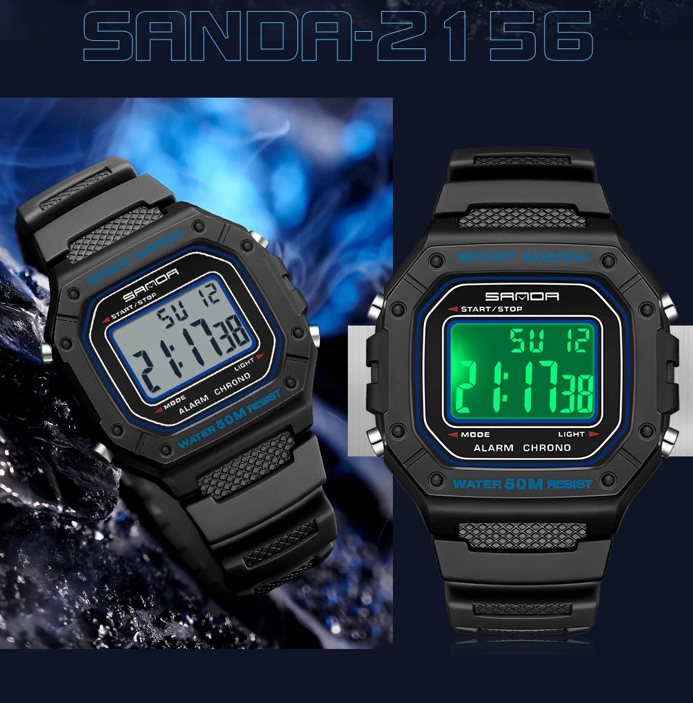 Big Dial Sports Watch with Stopwatch – Men