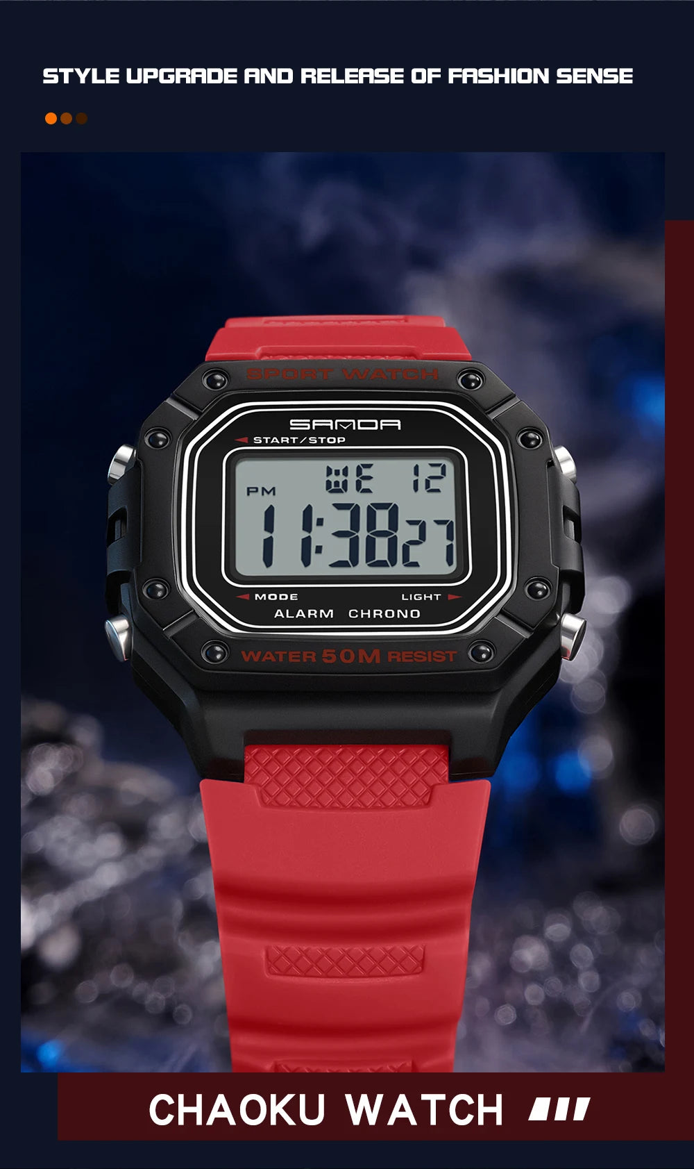 Big Dial Sports Watch with Stopwatch – Men