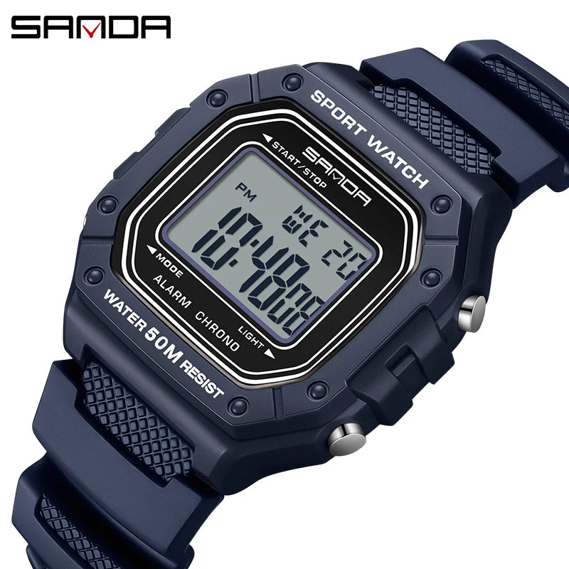 Big Dial Sports Watch with Stopwatch – Men