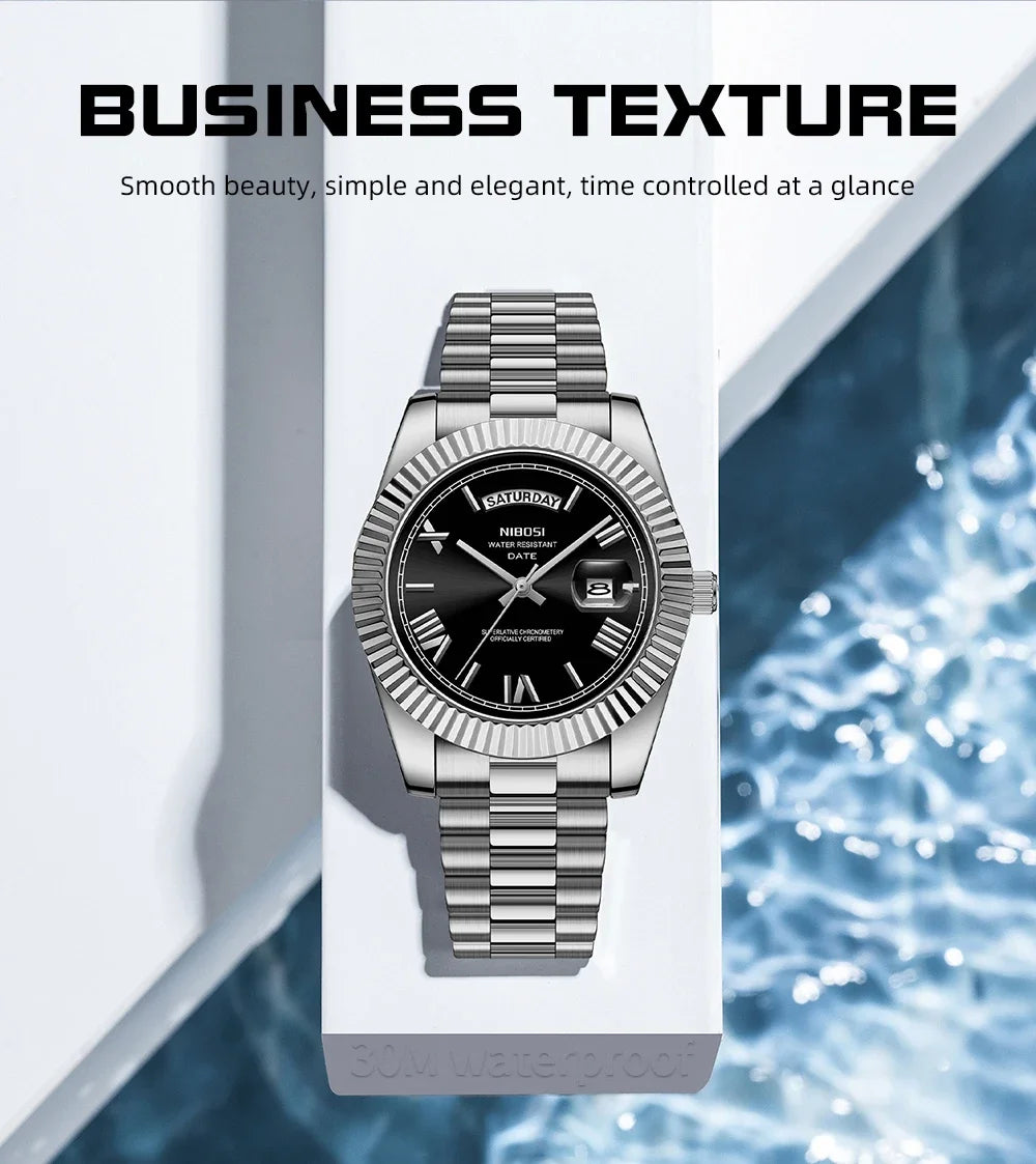 Elegant Men's Steel Quartz Watch