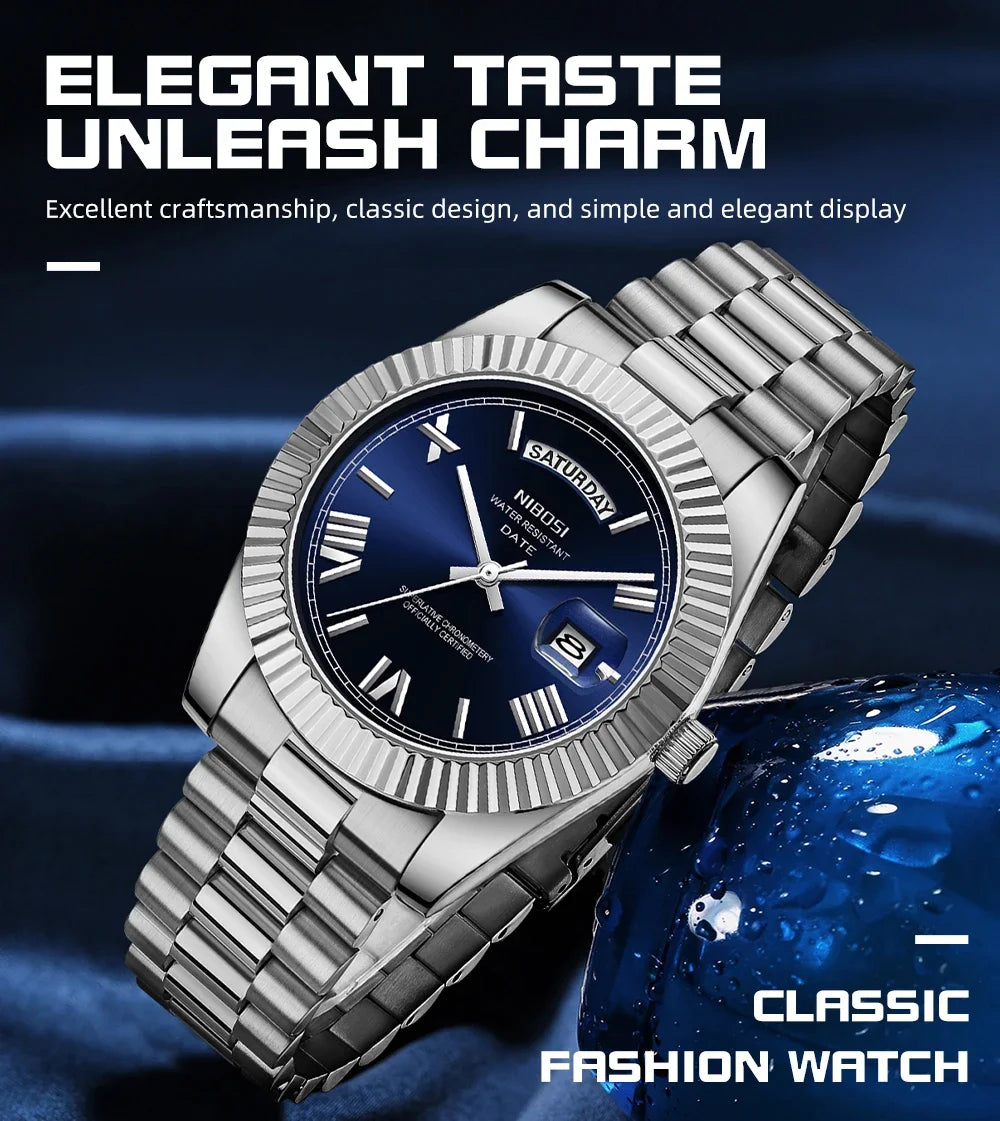 Elegant Men's Steel Quartz Watch