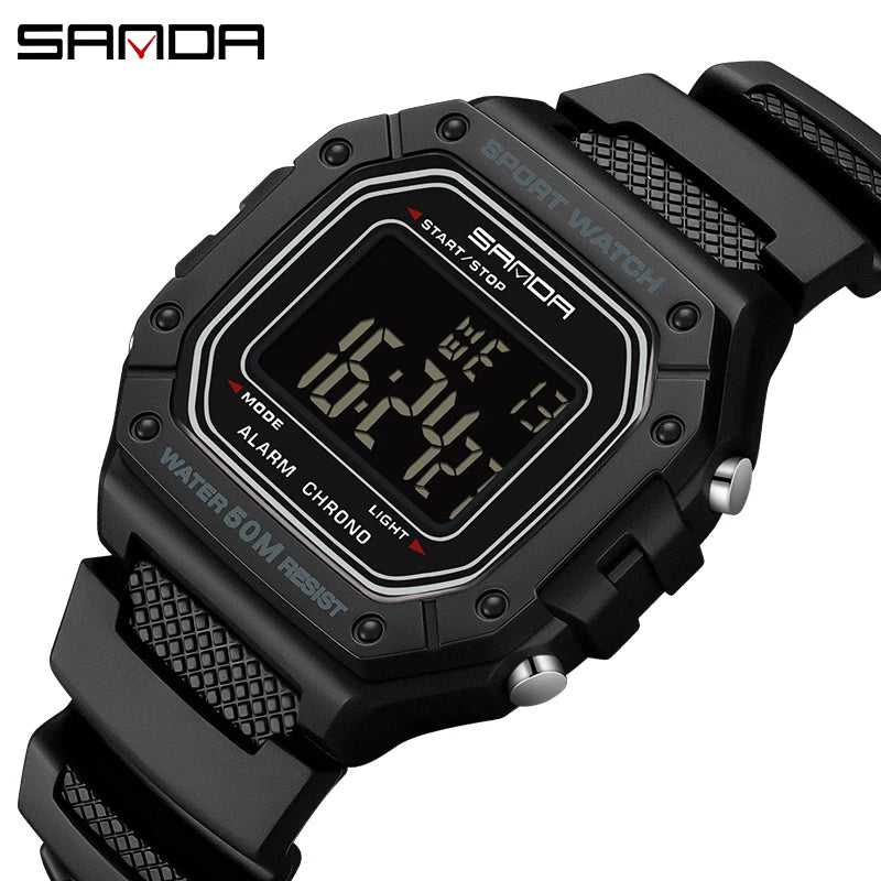 Big Dial Sports Watch with Stopwatch – Men