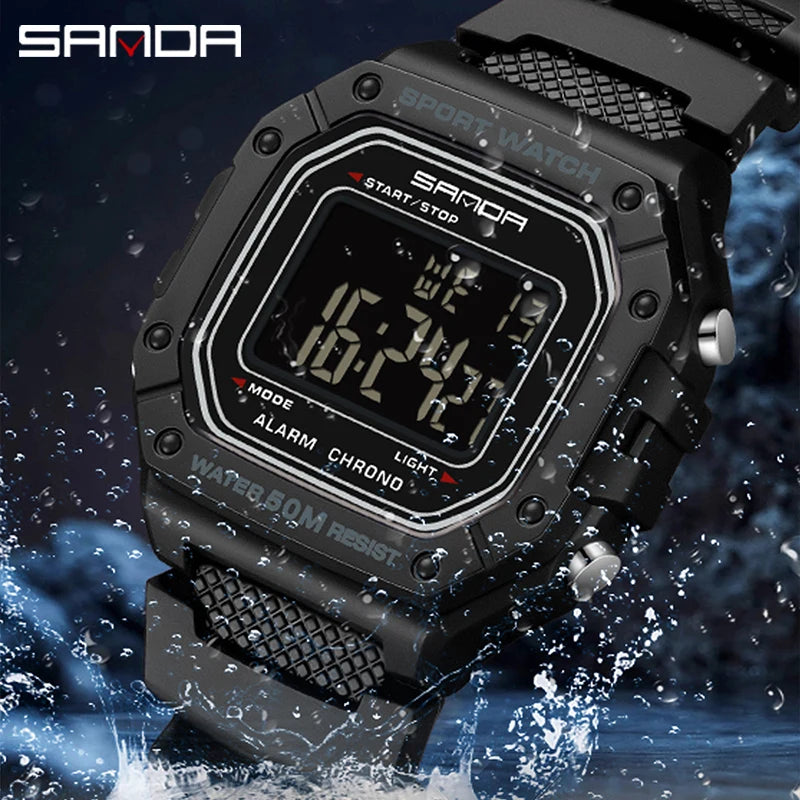 Big Dial Sports Watch with Stopwatch – Men