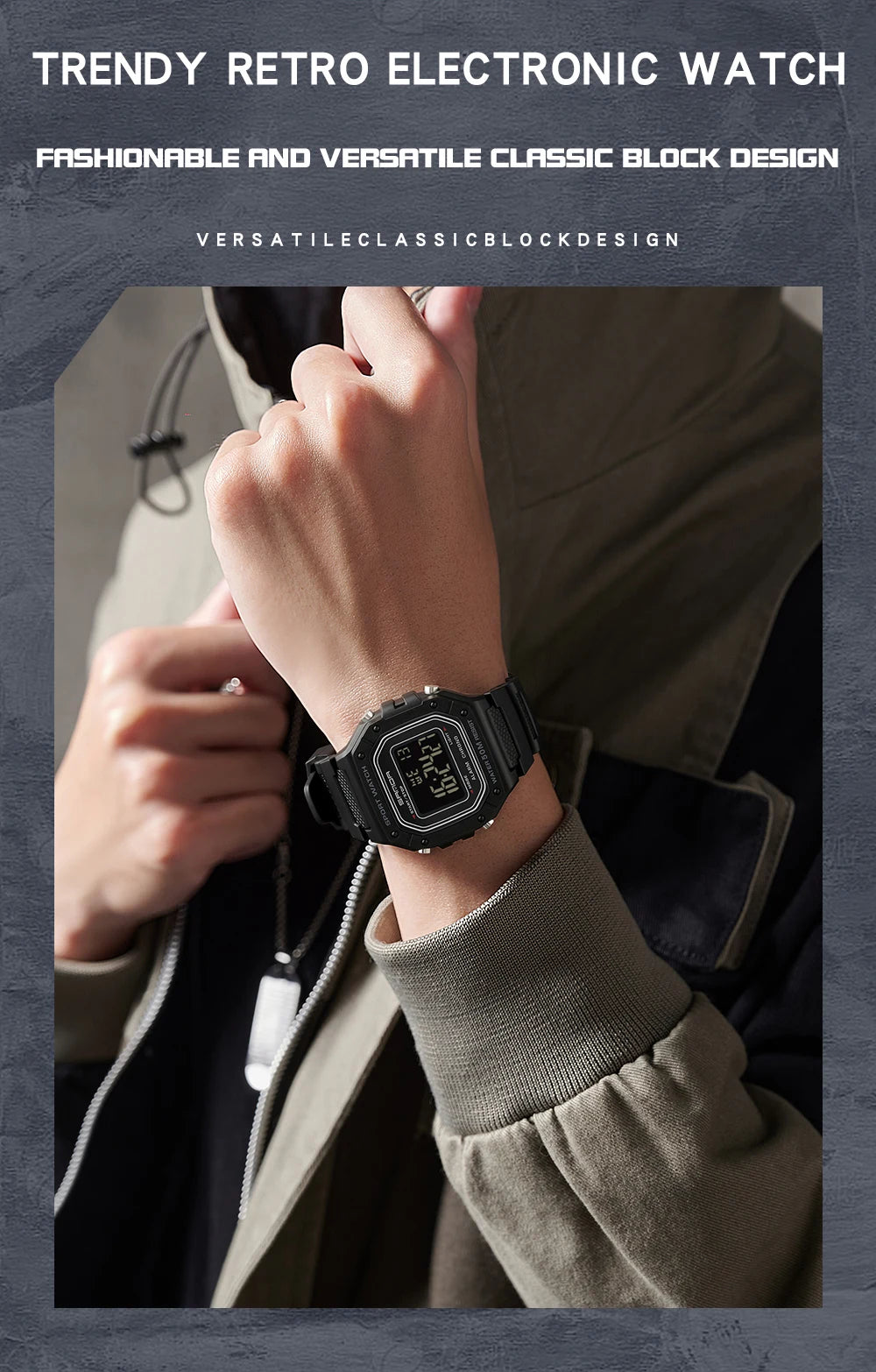 Big Dial Sports Watch with Stopwatch – Men