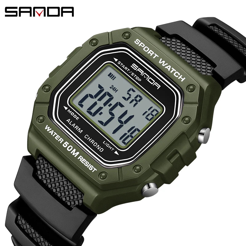 Big Dial Sports Watch with Stopwatch – Men
