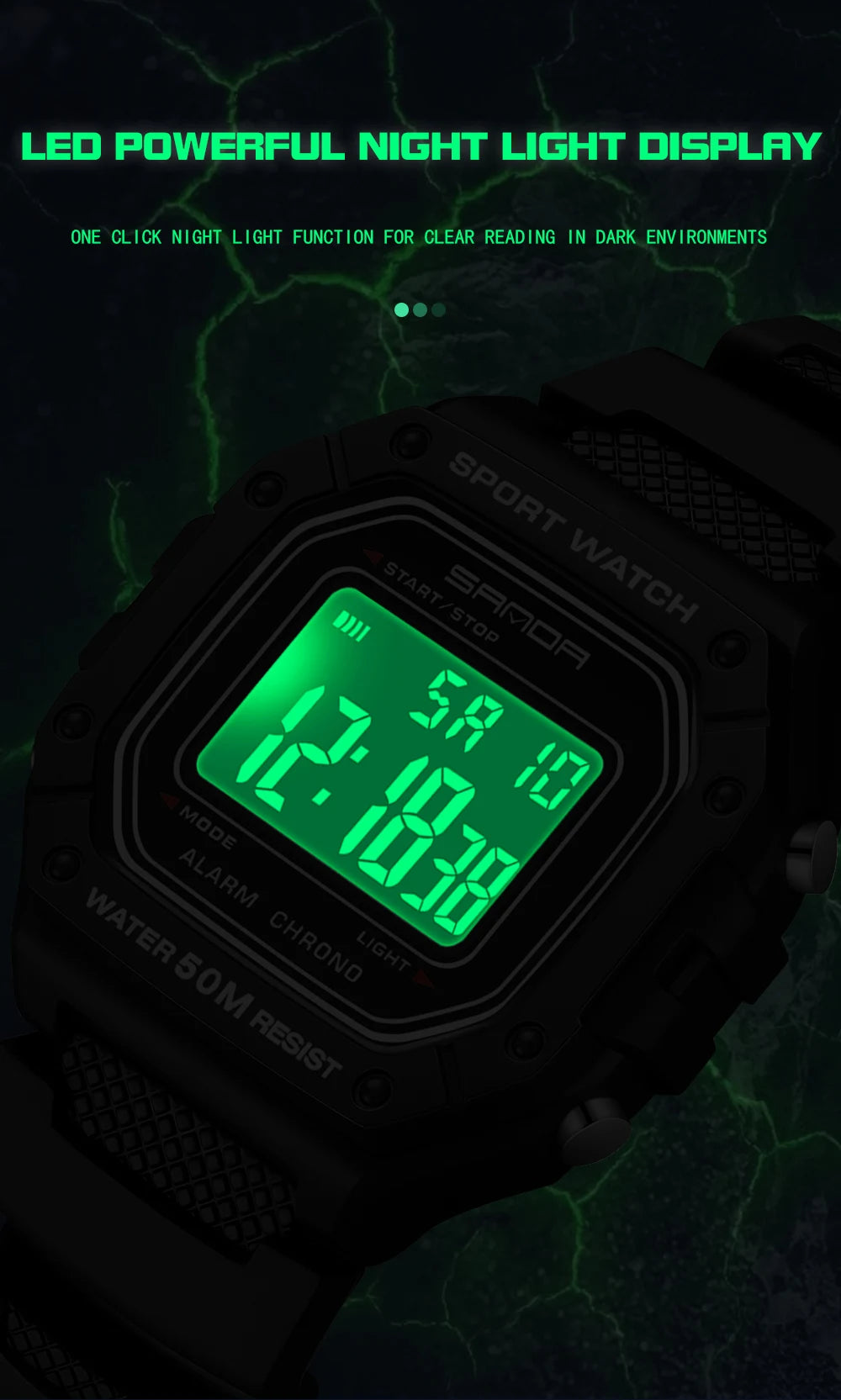 Big Dial Sports Watch with Stopwatch – Men