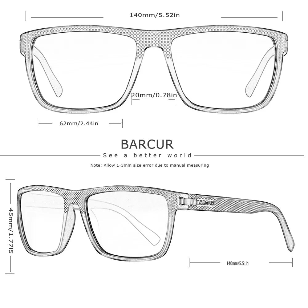 BARCUR TR90 Polarized Sunglasses – UVAB Protection