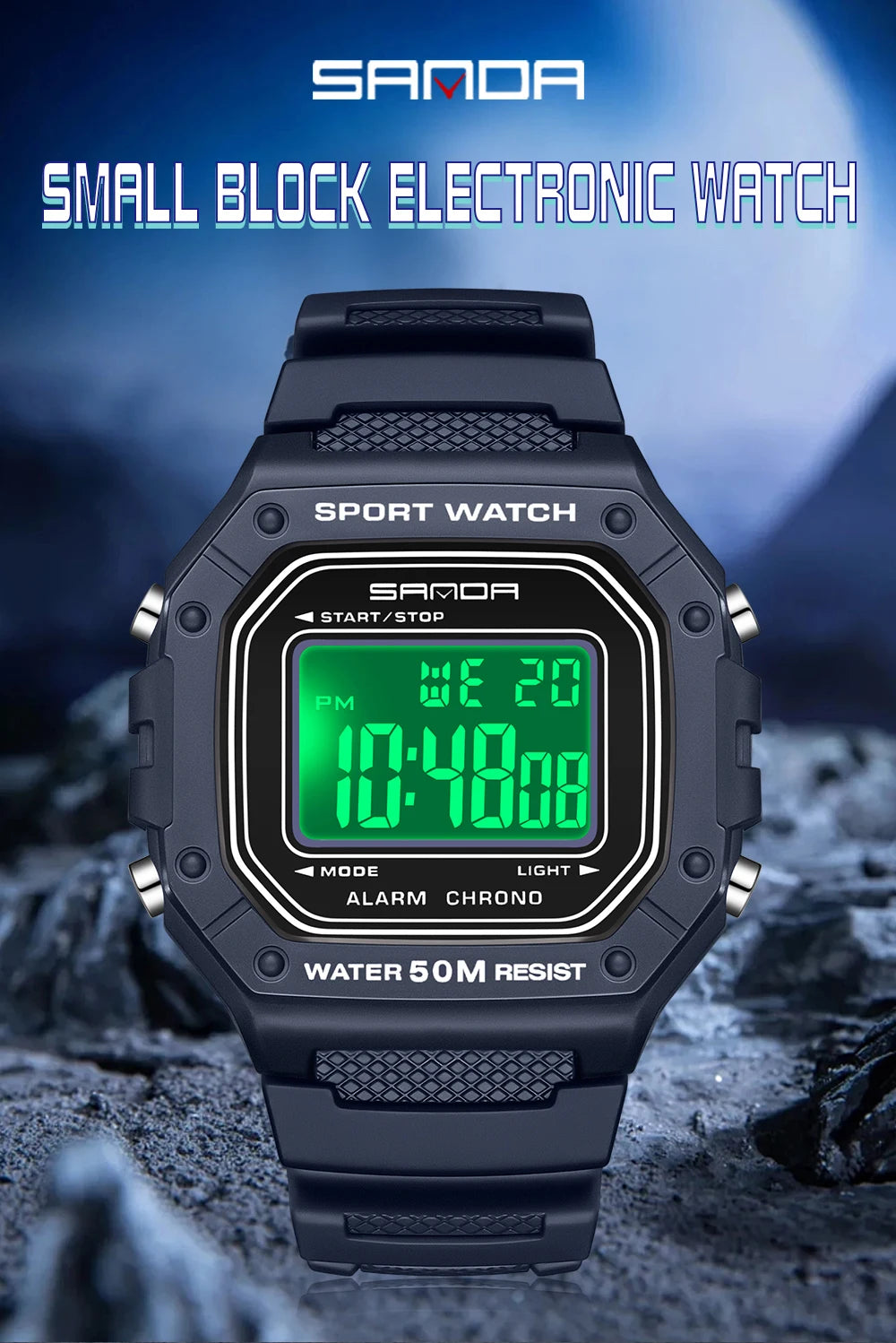 Big Dial Sports Watch with Stopwatch – Men