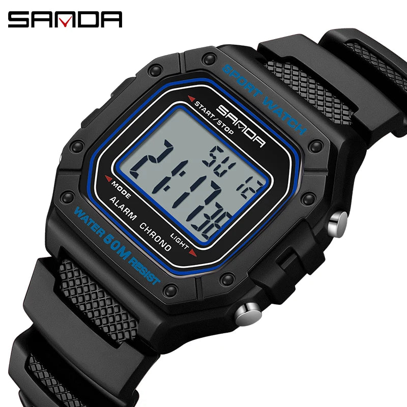 Big Dial Sports Watch with Stopwatch – Men