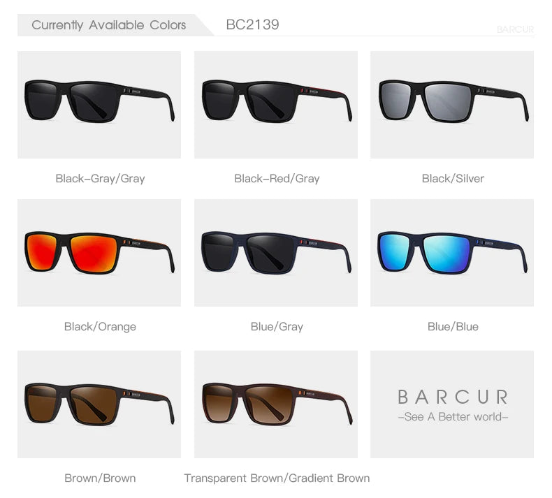 BARCUR TR90 Polarized Sunglasses – UVAB Protection
