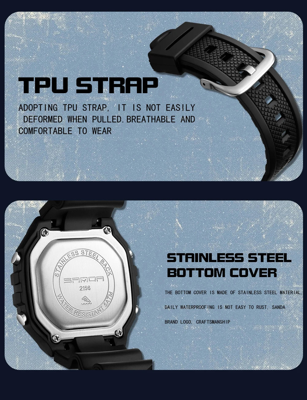 Big Dial Sports Watch with Stopwatch – Men