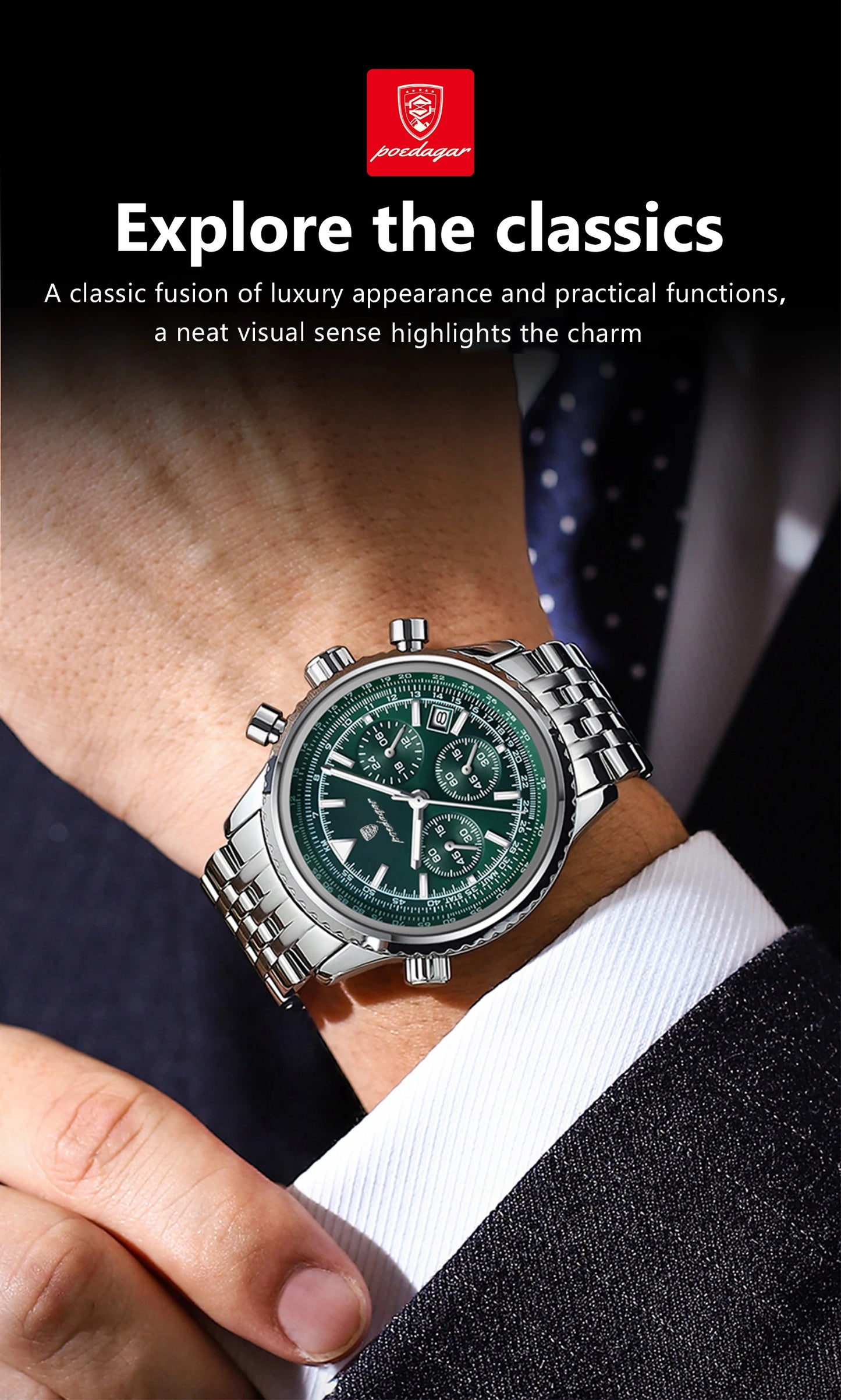Luxury Stainless Steel Quartz Watch – Men