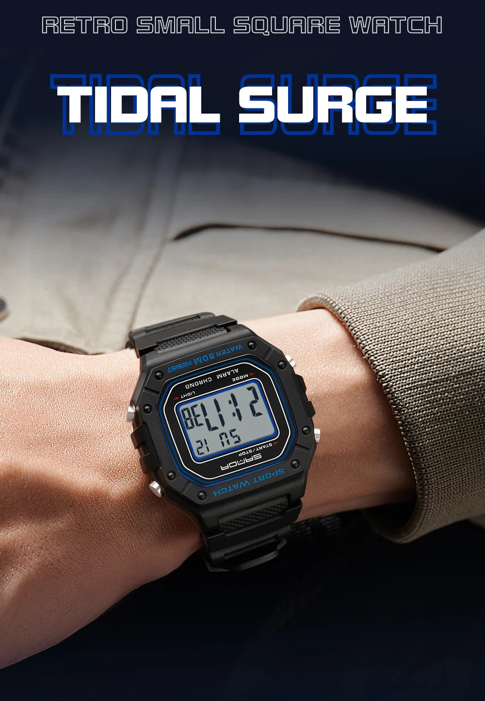 Big Dial Sports Watch with Stopwatch – Men