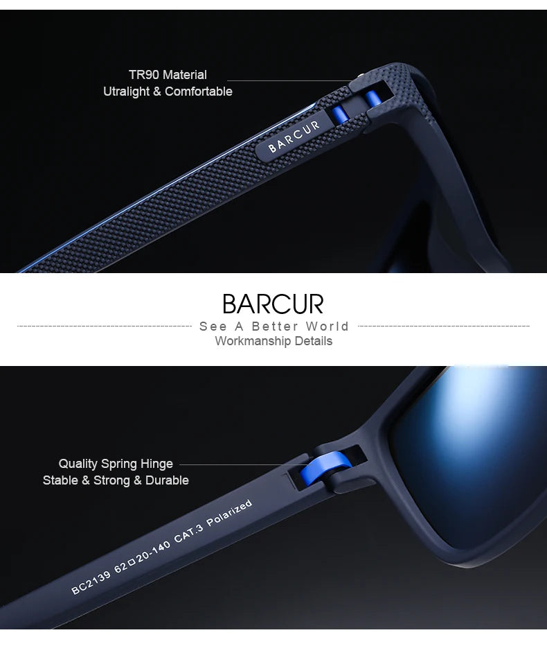 BARCUR TR90 Polarized Sunglasses – UVAB Protection