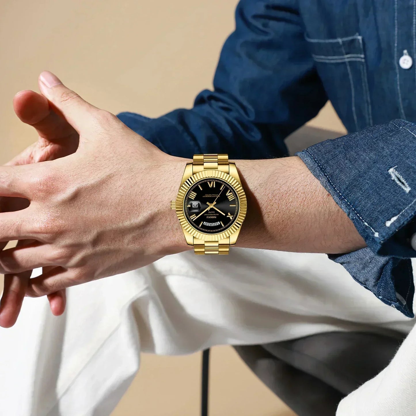 Elegant Men's Steel Quartz Watch