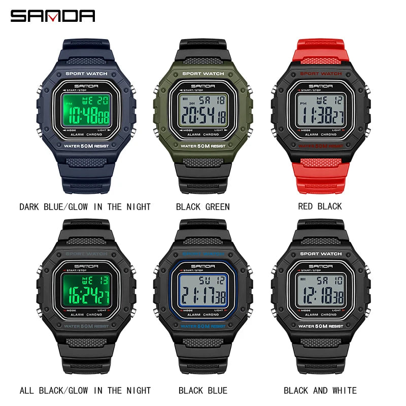 Big Dial Sports Watch with Stopwatch – Men