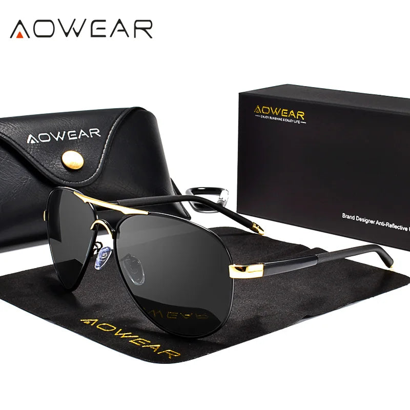 Men's Polarized Aviator Sunglasses – Mirror Lens
