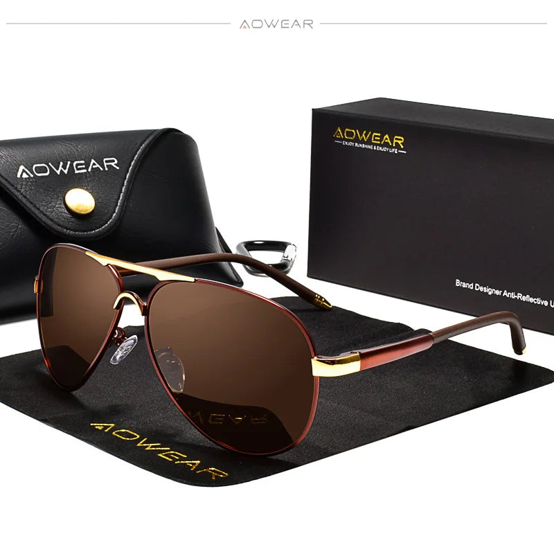 Men's Polarized Aviator Sunglasses – Mirror Lens