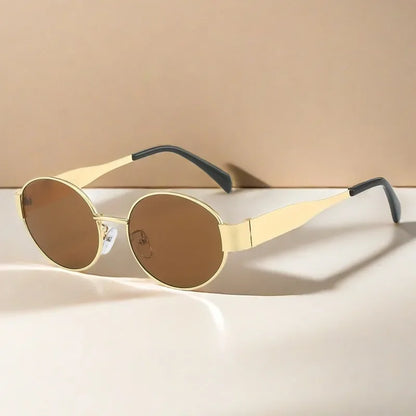 Fashion Oval Sunglasses – Vintage Metal Frame, UV400