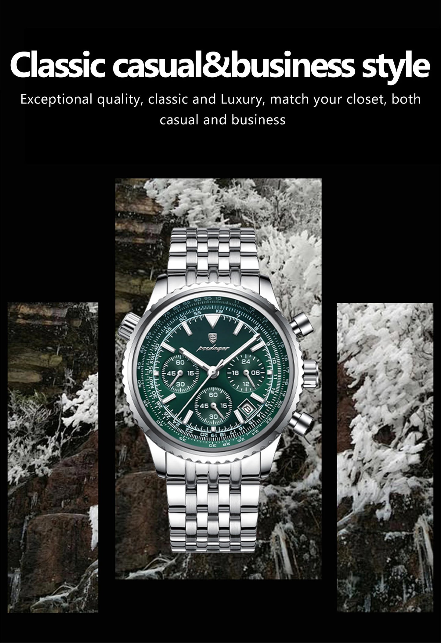 Luxury Stainless Steel Quartz Watch – Men