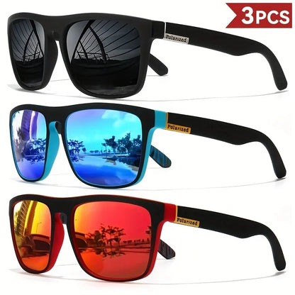 3PCS Polarized Square Sunglasses – UV400 for Men & Women