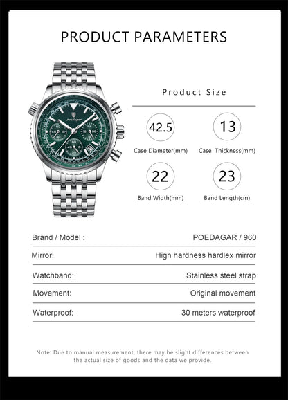 Luxury Stainless Steel Quartz Watch – Men