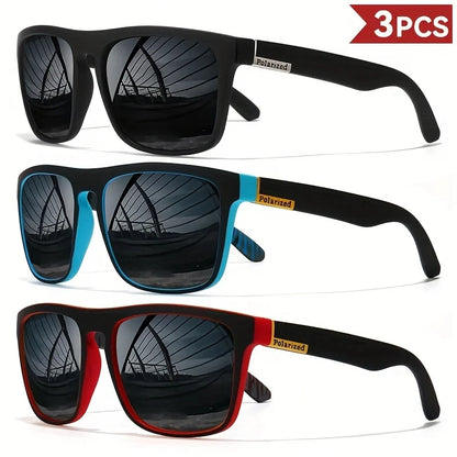 3PCS Polarized Square Sunglasses – UV400 for Men & Women