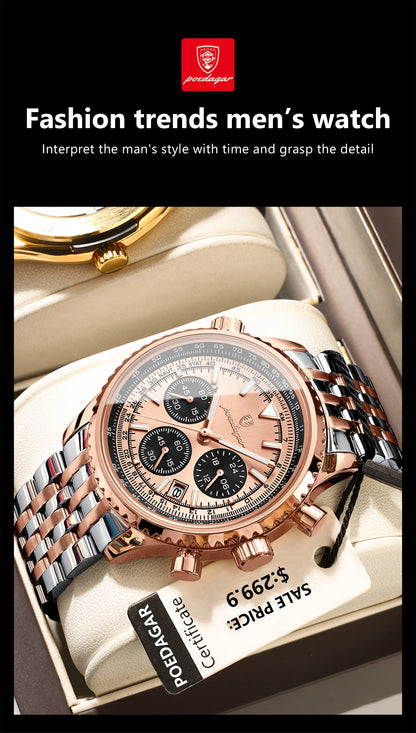 Luxury Stainless Steel Quartz Watch – Men