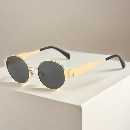 Fashion Oval Sunglasses – Vintage Metal Frame, UV400