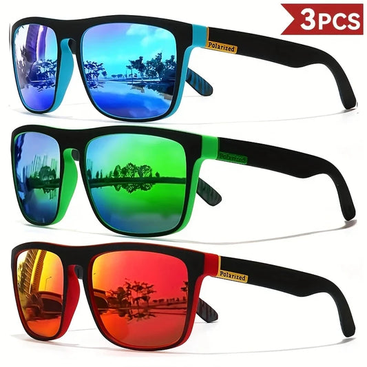 3PCS Polarized Square Sunglasses – UV400 for Men & Women