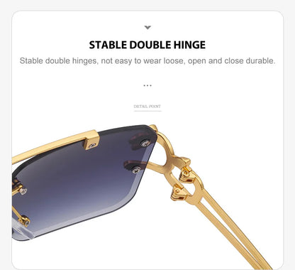Fashion  Leopard Rimless Sunglasses Double Bridges Gradient Ocean Film Shades UV400