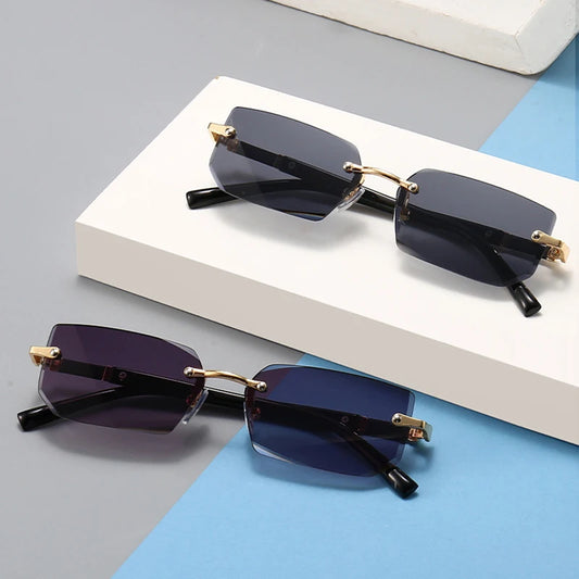 Fashion Rimless Sunglasses – UV400 for Men & Women