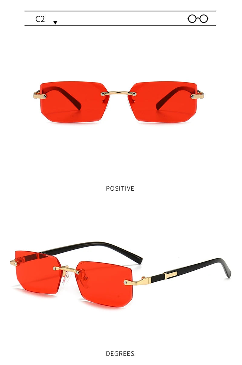 Fashion Rimless Sunglasses – UV400 for Men & Women
