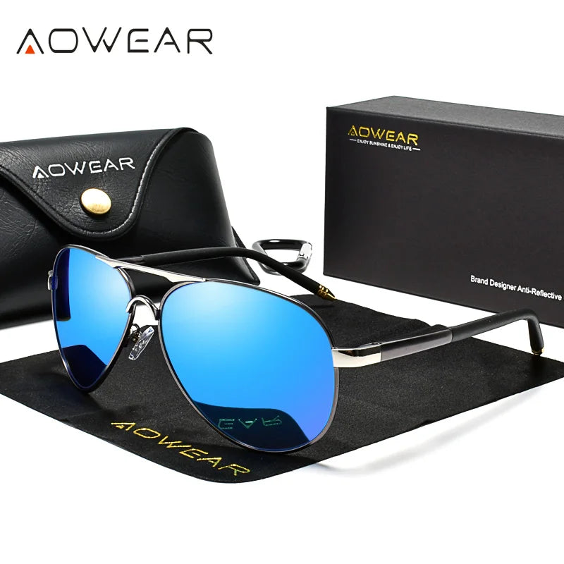 Men's Polarized Aviator Sunglasses – Mirror Lens