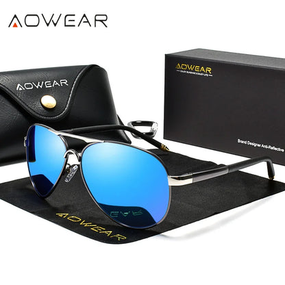Men's Polarized Aviator Sunglasses – Mirror Lens
