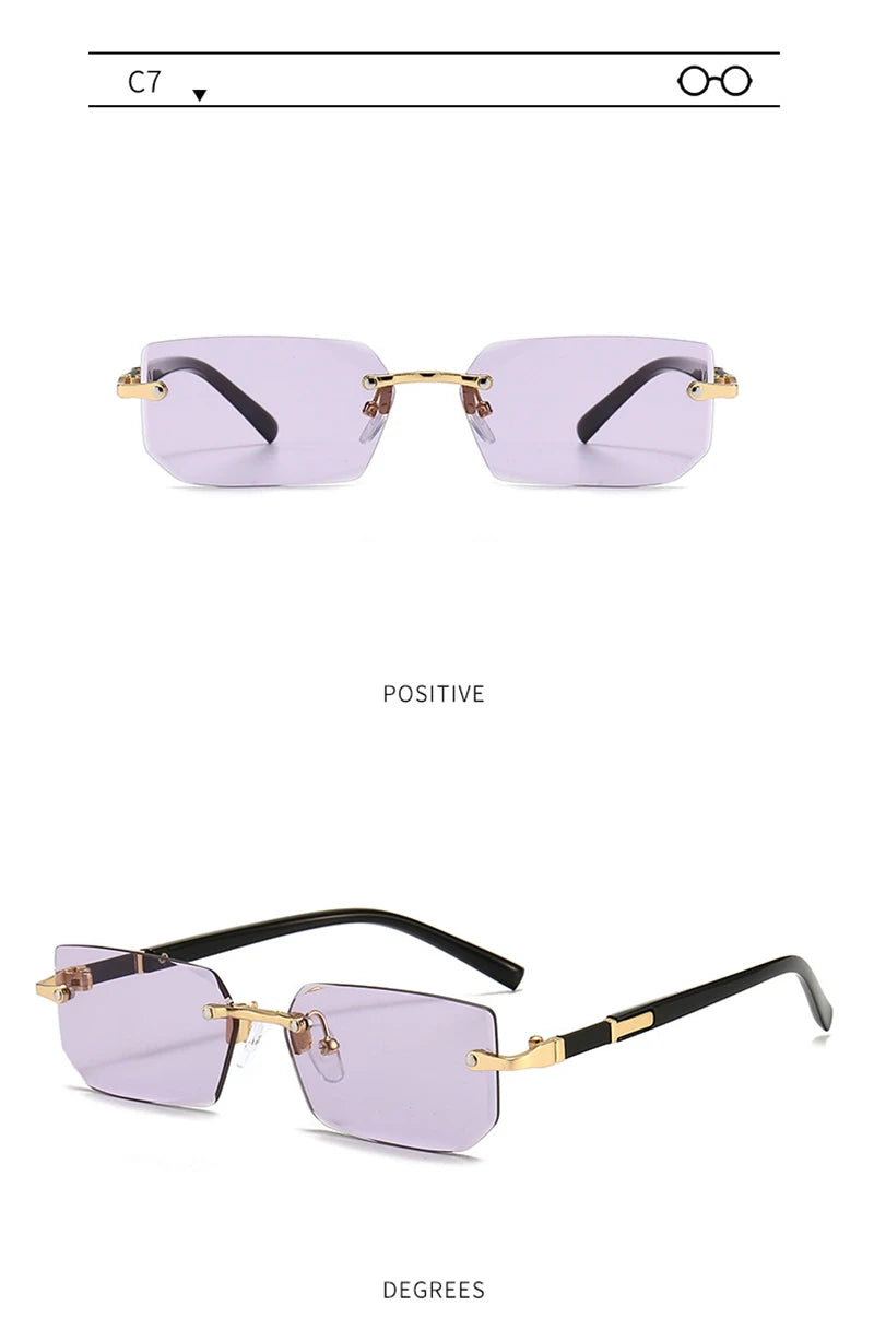 Fashion Rimless Sunglasses – UV400 for Men & Women
