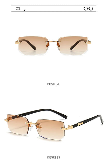 Fashion Rimless Sunglasses – UV400 for Men & Women
