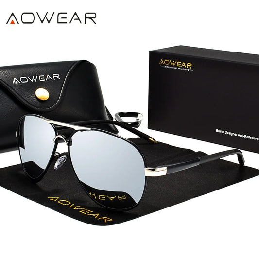 Men's Polarized Aviator Sunglasses – Mirror Lens