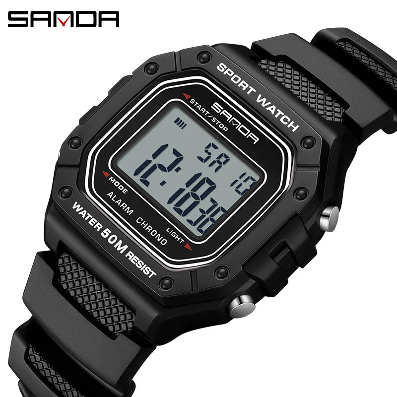 Big Dial Sports Watch with Stopwatch – Men