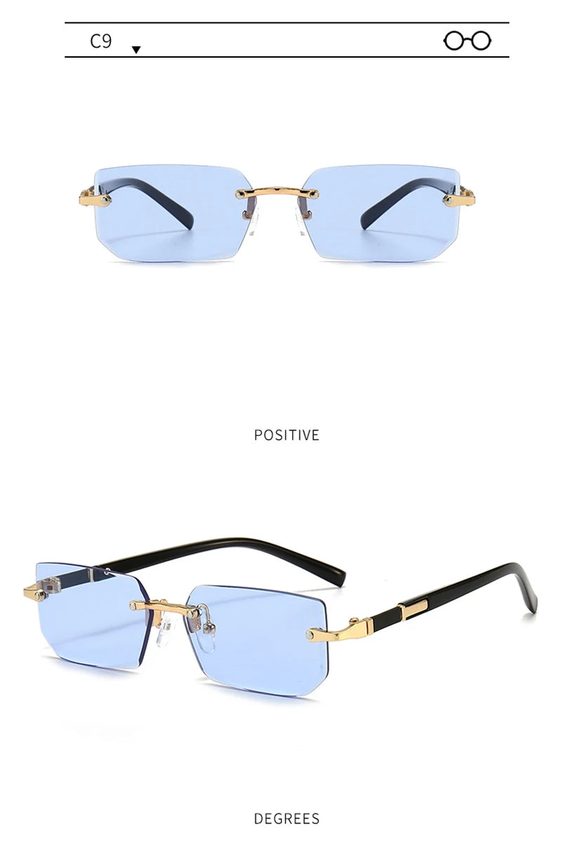 Fashion Rimless Sunglasses – UV400 for Men & Women