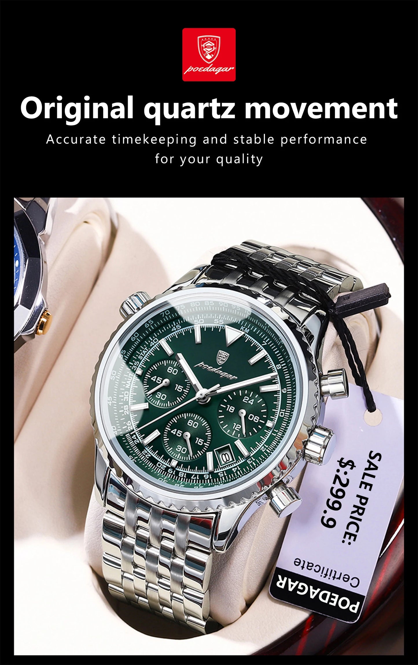 Luxury Stainless Steel Quartz Watch – Men