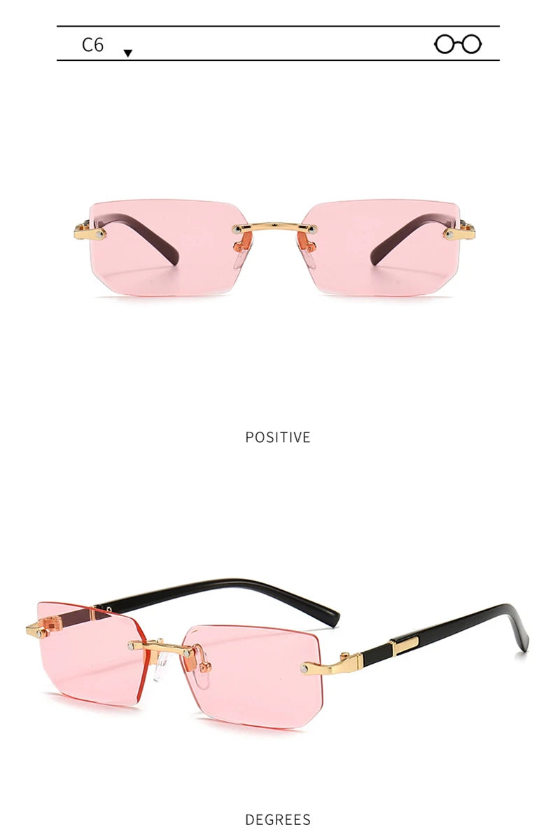 Fashion Rimless Sunglasses – UV400 for Men & Women