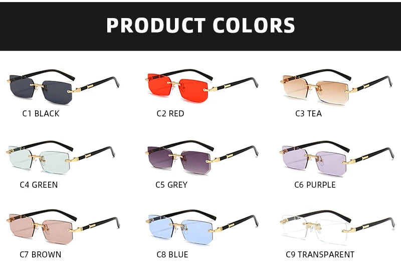 Fashion Rimless Sunglasses – UV400 for Men & Women