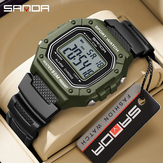 Big Dial Sports Watch with Stopwatch – Men