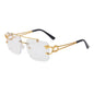 Fashion  Leopard Rimless Sunglasses Double Bridges Gradient Ocean Film Shades UV400