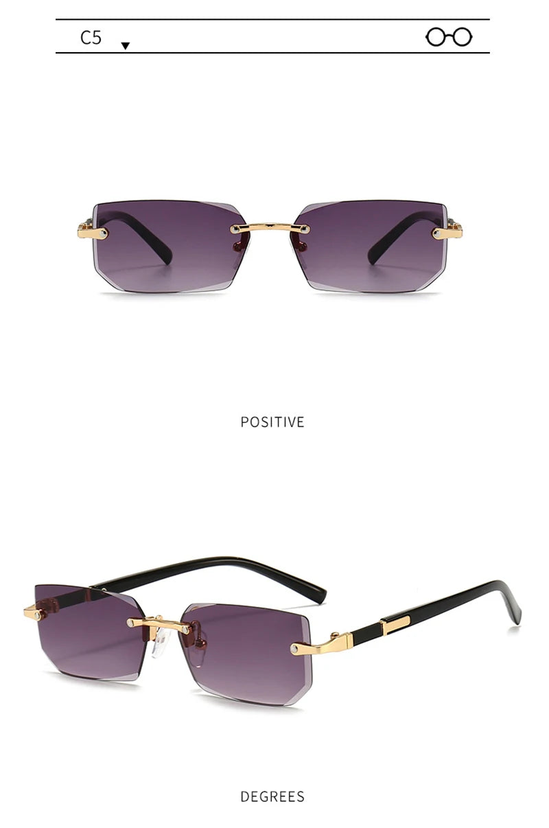 Fashion Rimless Sunglasses – UV400 for Men & Women