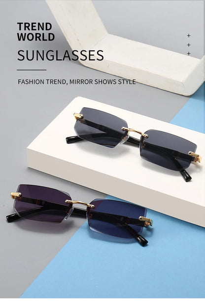 Fashion Rimless Sunglasses – UV400 for Men & Women