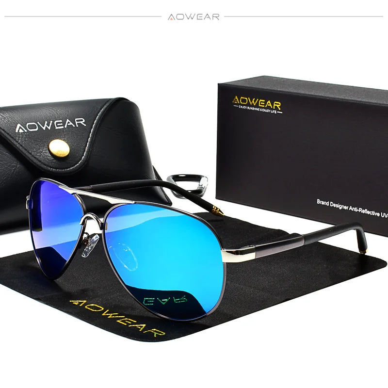Men's Polarized Aviator Sunglasses – Mirror Lens